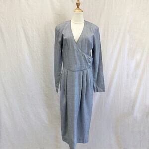 Vintage Jessica Howard houndstooth surplice faux wrap sheath dress size 12